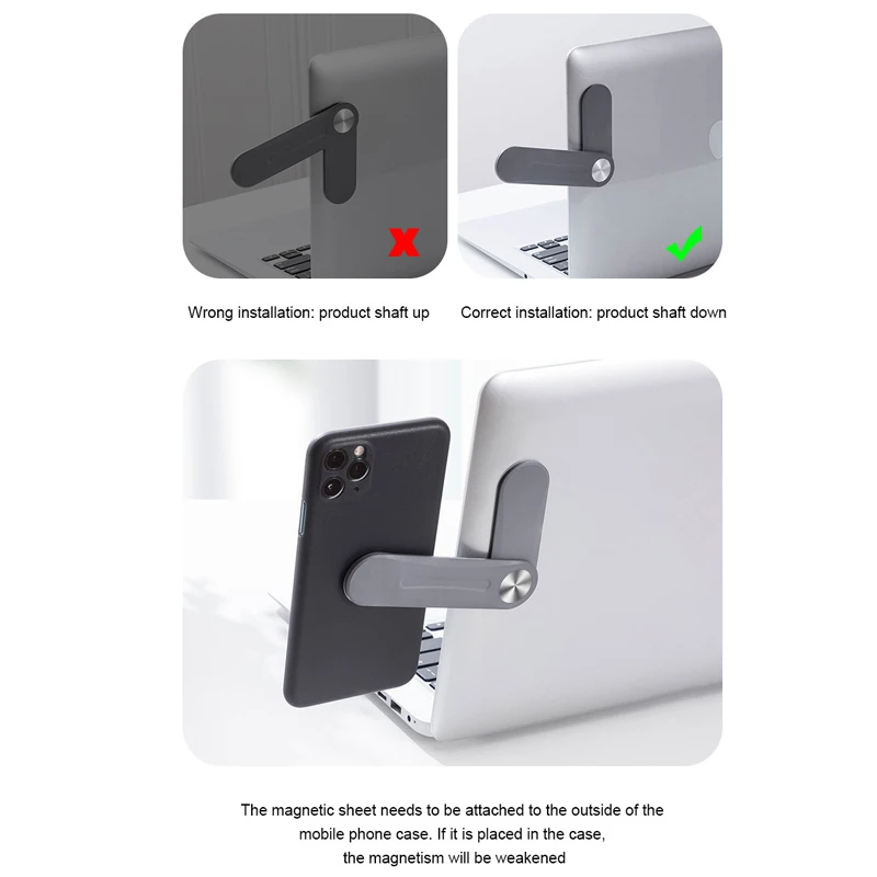 

Laptop Extension Phone Bracket Laptop Phone Holder Adjustable Laptop Side Mount Clip Slim Portable Foldable NK-Shopping