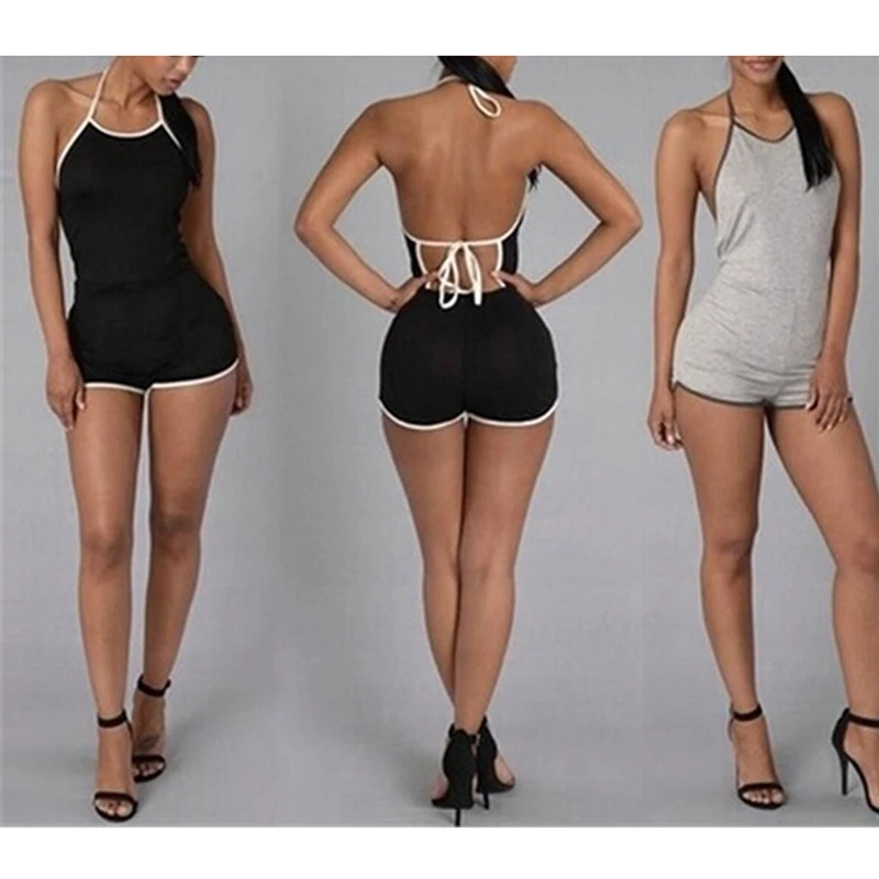 

Solid Biker Shorts Women Rompers Strap Bodycon Skinny Workout Activewear Playsuits Casual Slim Sporty Summer Bodysuit