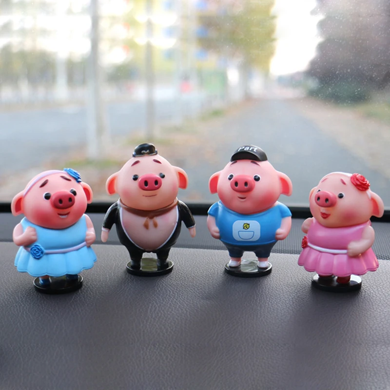 Мультяшные пластиковые украшения для автомобиля в виде свиньи фигурка интерьера