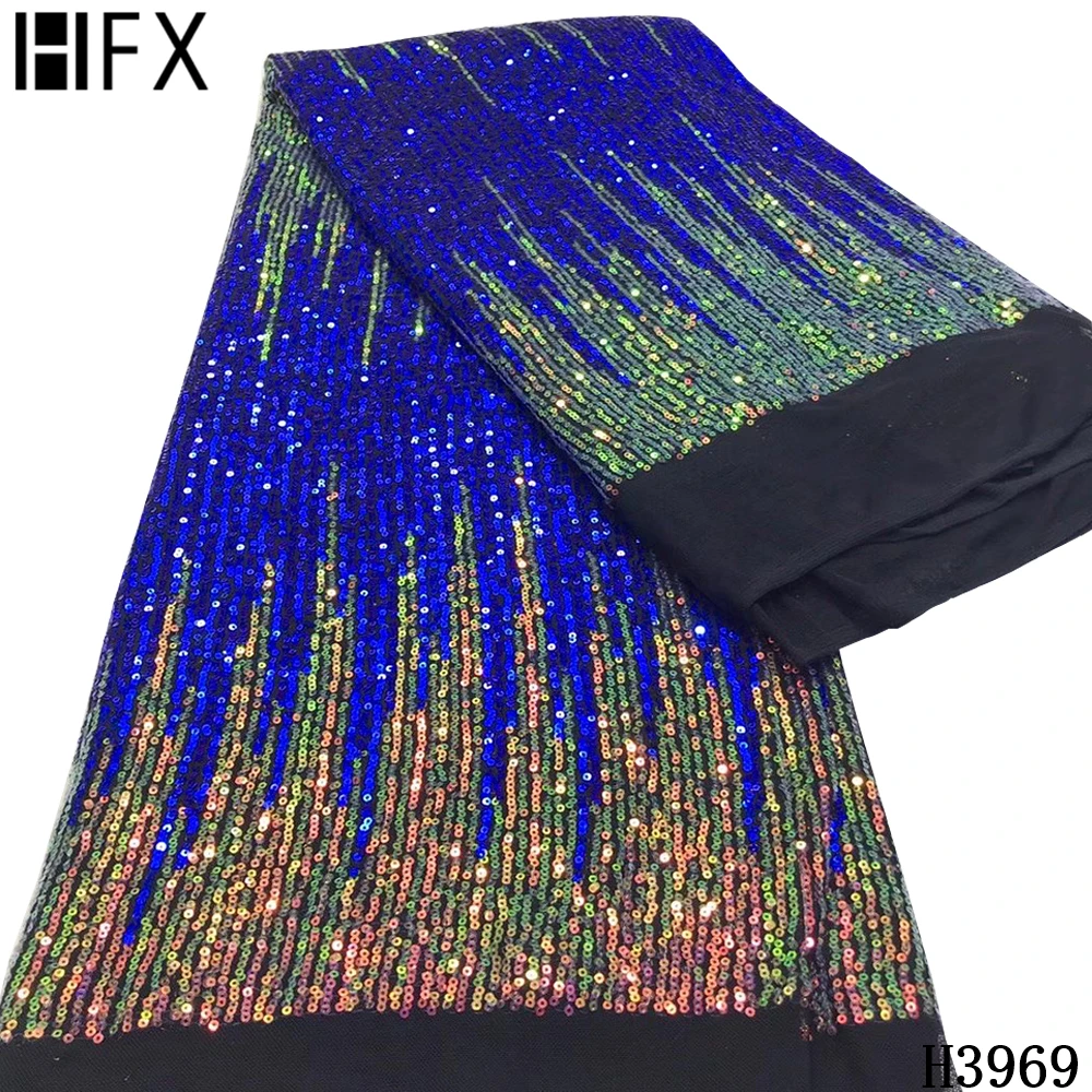 HFX синего цвета в африканском стиле кружевная ткань с блестками 2021 Высокое