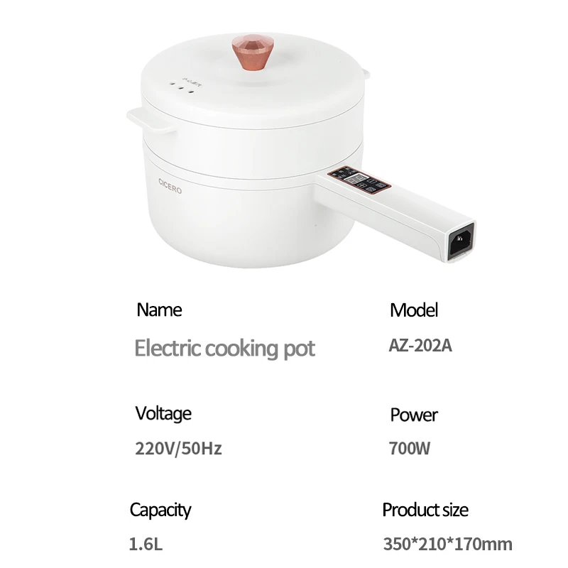

700W Electric Cooking Pot Portable Multicooker Long Handle Hot Pot Single/Double Layer Electric Skillet Frying Pan 220V