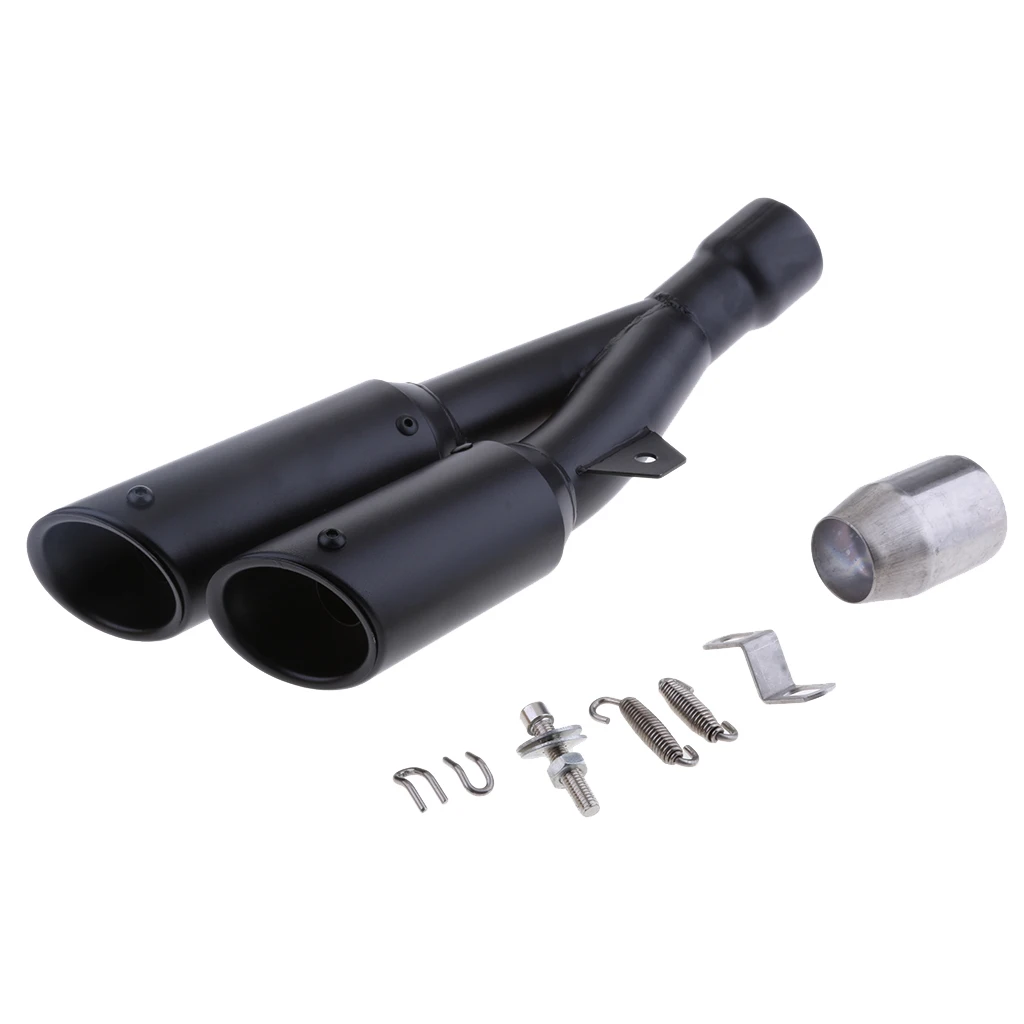 36-51mm Black Double Dual Outlet Exhaust Muffler Pipe GP Motorcycle Silencer | Mufflers