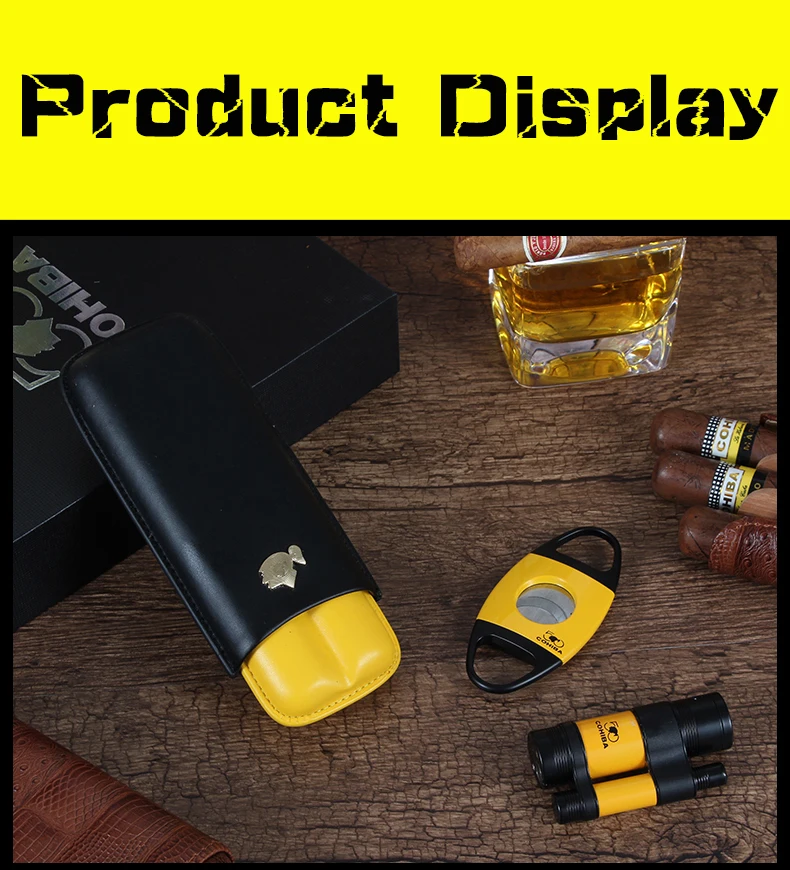 COHIBA из 3х предметов: сигарный набор прикуривателя резак сигары чехол для путешествий 3 фонарь с питанием от прикуривателя с металла по сниженным ценам! Puro резак карман Humiodor