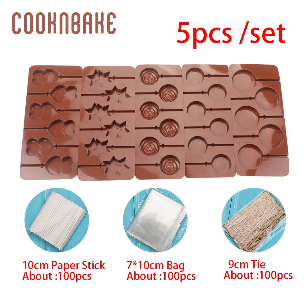 COOKNBAKE леденец плесень 8 шт силиконовая форма для леденца Цветок Конфеты Шоколад леденец Форма Сердце Звезда украшение торта с палкой