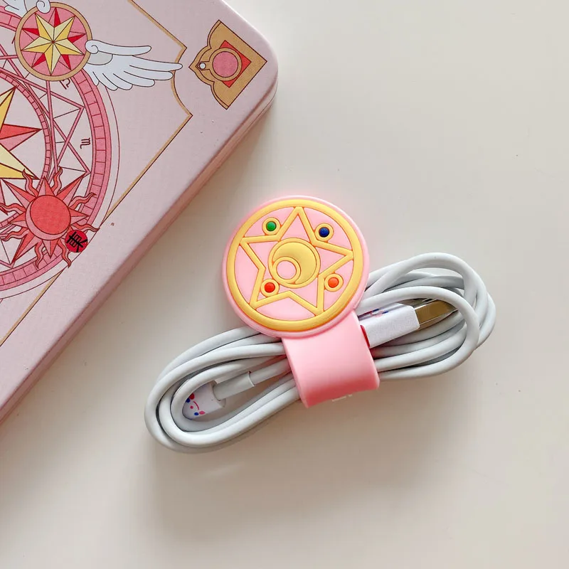 Милый органайзер для кабеля с мультипликационным принтом usb держатель намотки