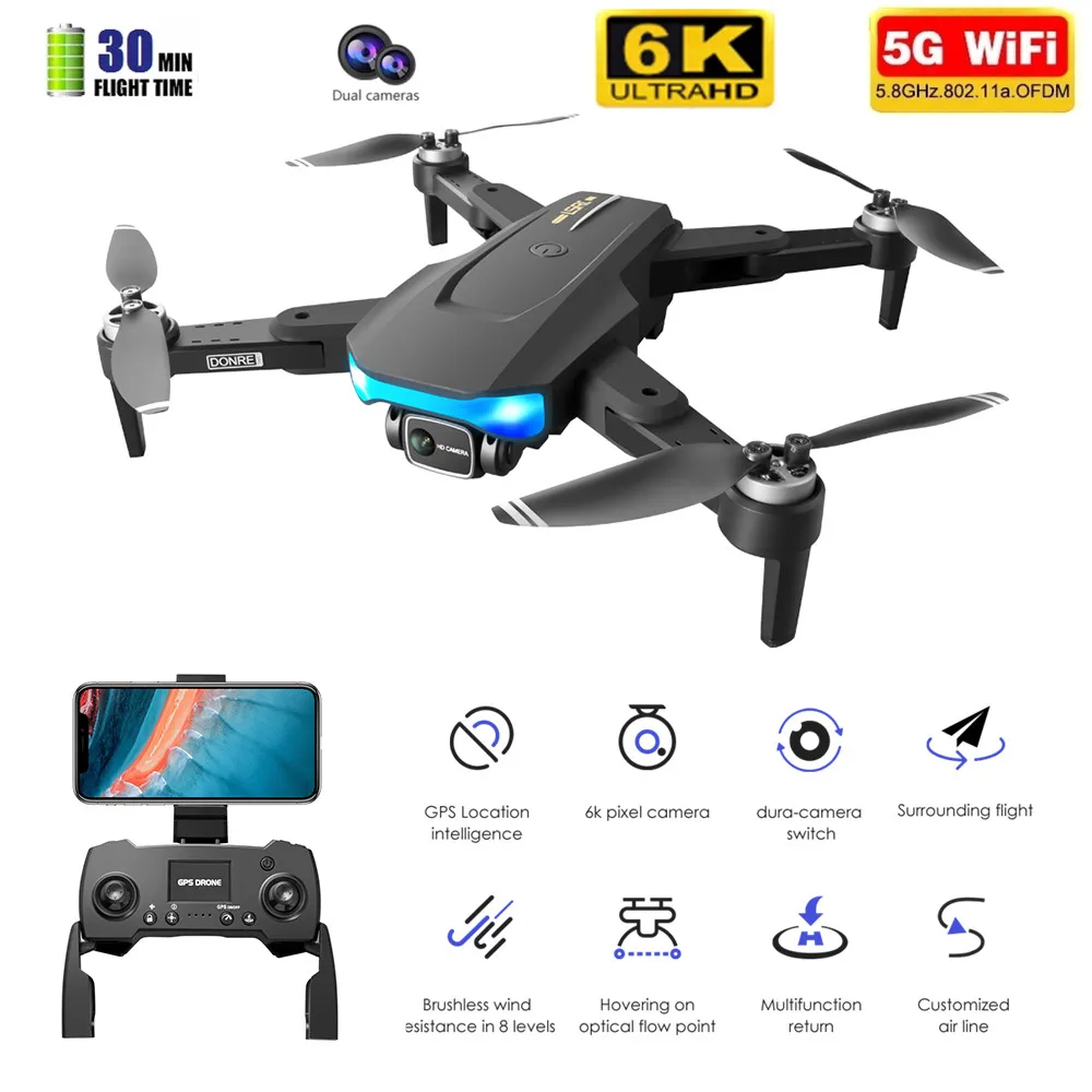 Дрон 6k Профессиональный 120 ° широкоугольный HD EIS камера 4CH 6 осей RC расстояние 1000 м