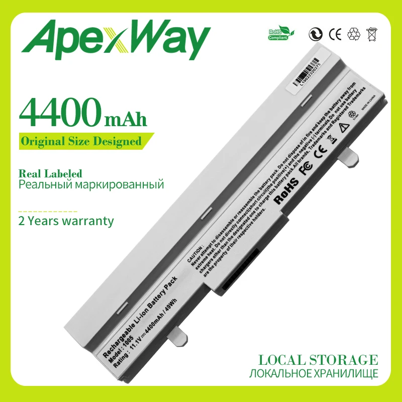 

Apexway Laptop Battery White 4400mAh For Asus Eee PC 1005 1001P 1001HA 1101HA AL31-1005 AL32-1005 ML32-1005 PL32-1005