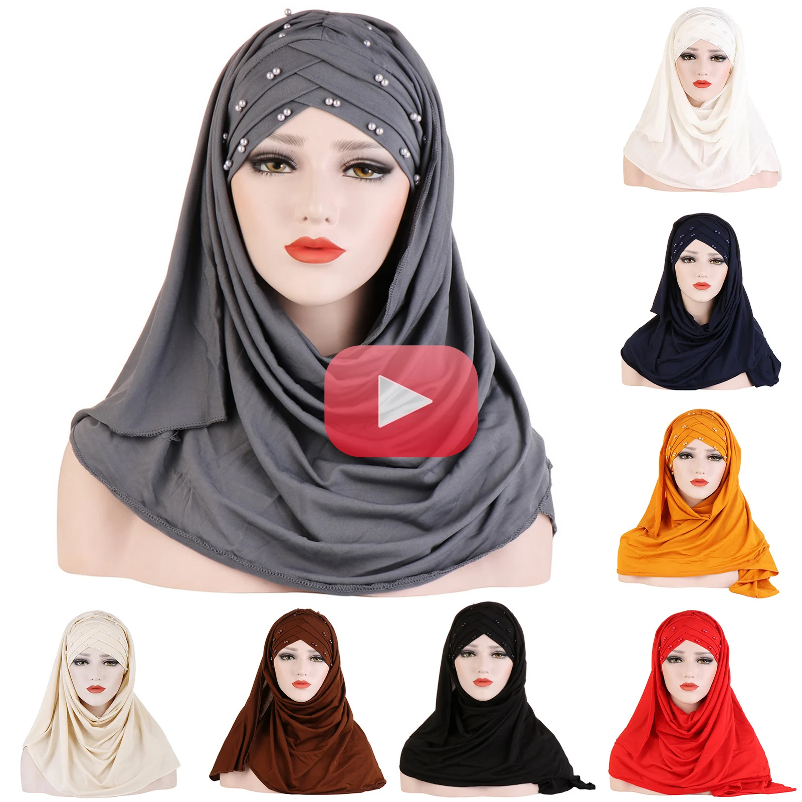 

2021 Stretchy jersey forehead cross hijab cotton muslim scarf ready to wear instand hijabs turban femme musulman arab headscarf