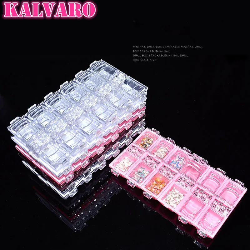 12 Slots Plastic Adjustable Clear Jewerly Makeup Case Rhinestones Organizer Earring Holder Nail Art Tools Storage Box | Красота и