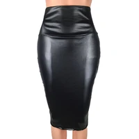 plus size xxxl women pu solid color pencil skirt female spring summer office lady high waist bodycon knee length leather skirts