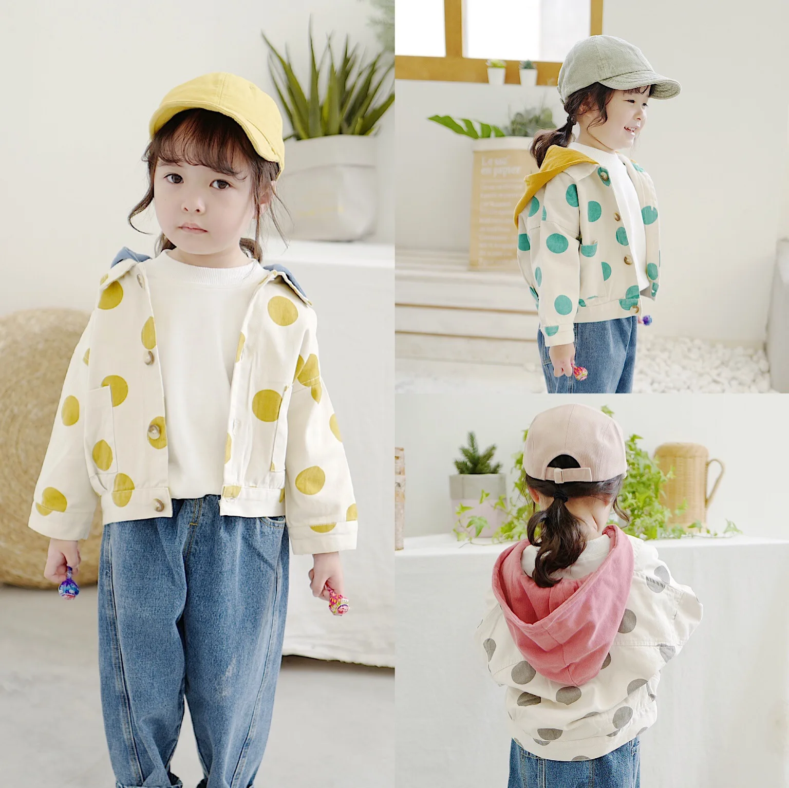 Детская осенняя одежда Новинка 2019 года корейский волнистый точечный колпак