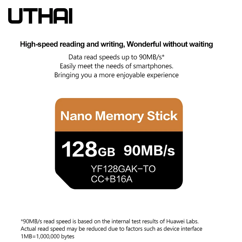 UTHAI J39 NM карта памяти 90 МБ/с. 128 ГБ Nano подходит для Huawei Mate40 Pro Mate20 P40 с USB3.1 Gen 1 Type c|Карты