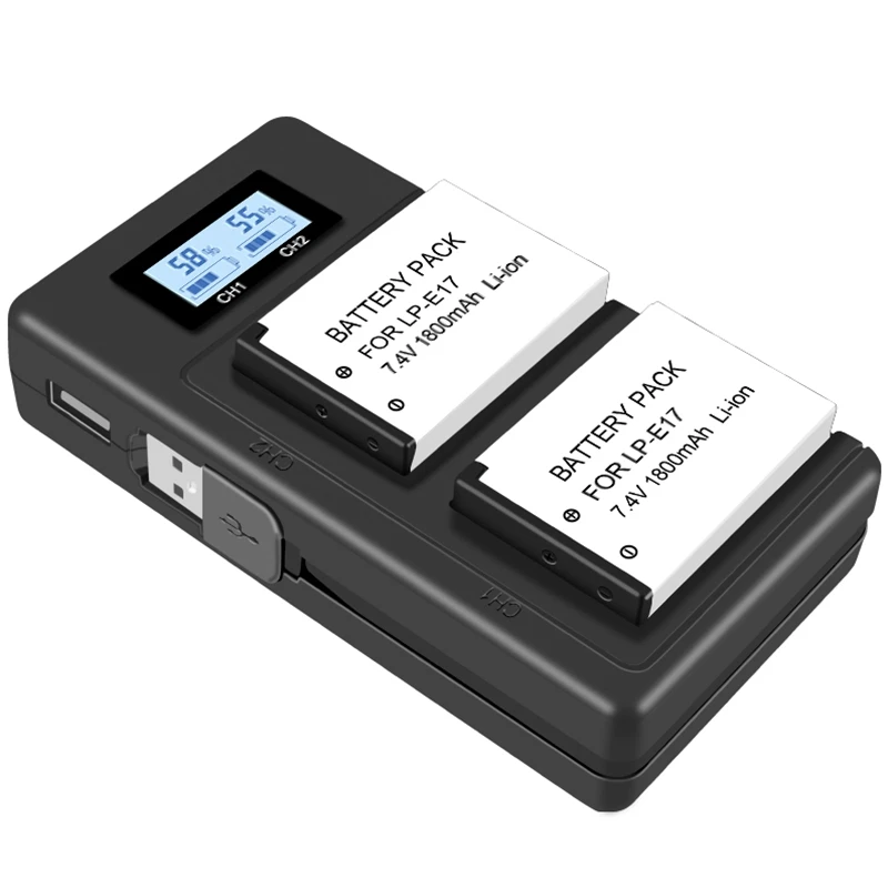 ABHU-2Pc Lp-E17 Батарея+ ЖК дисплей Usb двойной Зарядное устройство для цифровой однообъективной зеркальной камеры Canon Eos 200D M3 M6 750D 760D T6I T6S 800D 8000D поцелуй X8I камеры