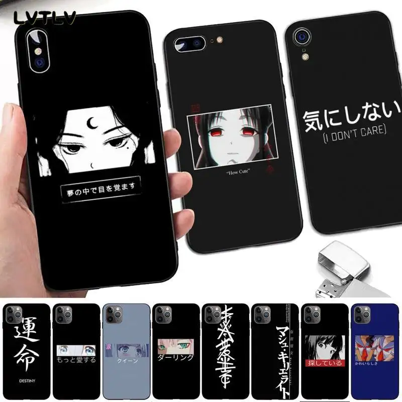 Японский черный чехол для сотового телефона в стиле Харадзюку С Рисунком