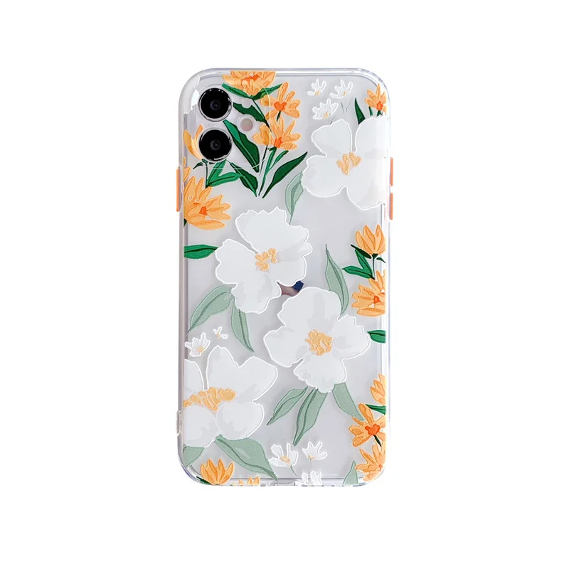 

art Relief Flowers Phone case For iPhone 11 Pro MAX X XR case silicone cover for iPhone 7 8 Plus SE 2020 Transparent Case coque
