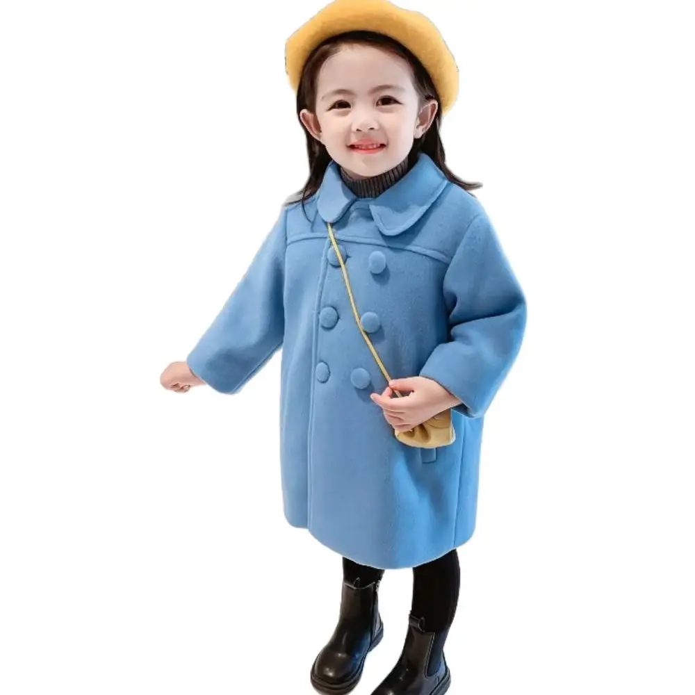 

Корейское Детское пальто, зимняя плотная двубортная шерстяная куртка для девочек, стеганое пальто, детская модная верхняя одежда для 2-3-4-5-6-7...