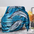 Плед для дивана с морским принтом животных, 3D покрывало с дельфином, сохраняет тепло, покрывало для спальни