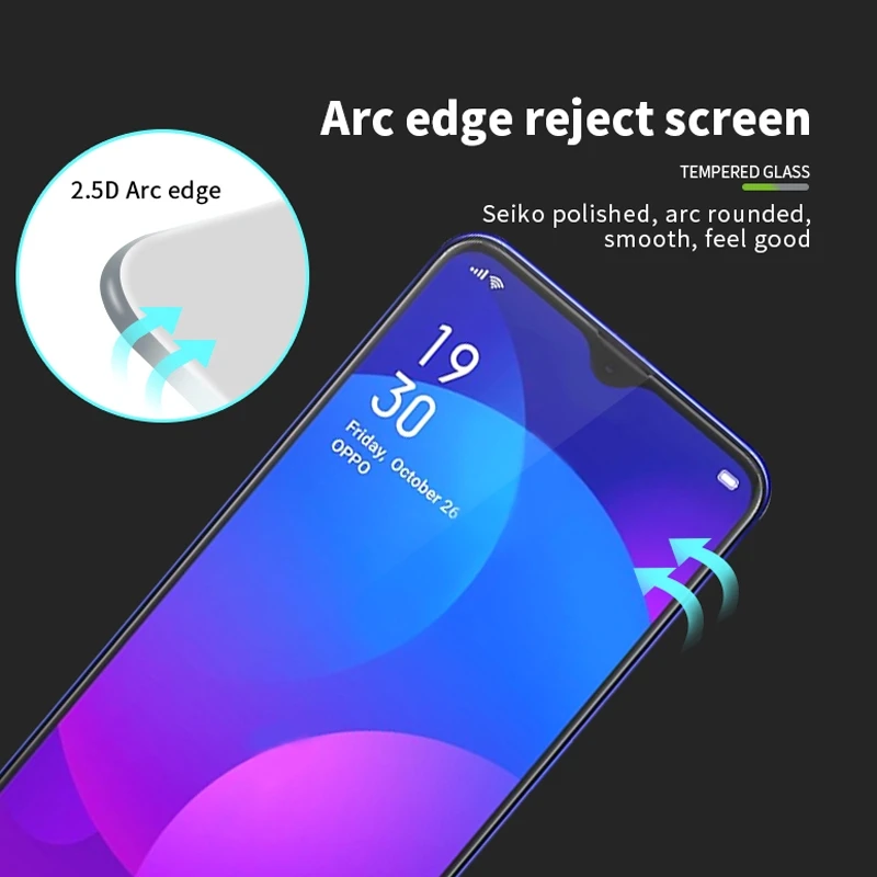 Buy For OPPO A1k Reno 10x Zoom Ace 2 Z 2Z 2F F11 Pro F9 F7 Full Coverage Tempered Glass Screen Protector + Camera Lens on