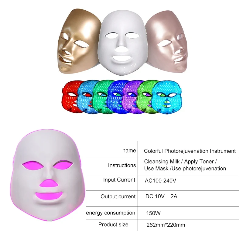 

7 Colors Photon Facial Mask Beauty Machine Wrinkles Reduce Lifting Face Massager Skin Rejuvenation Acne Remover Facial Appliance