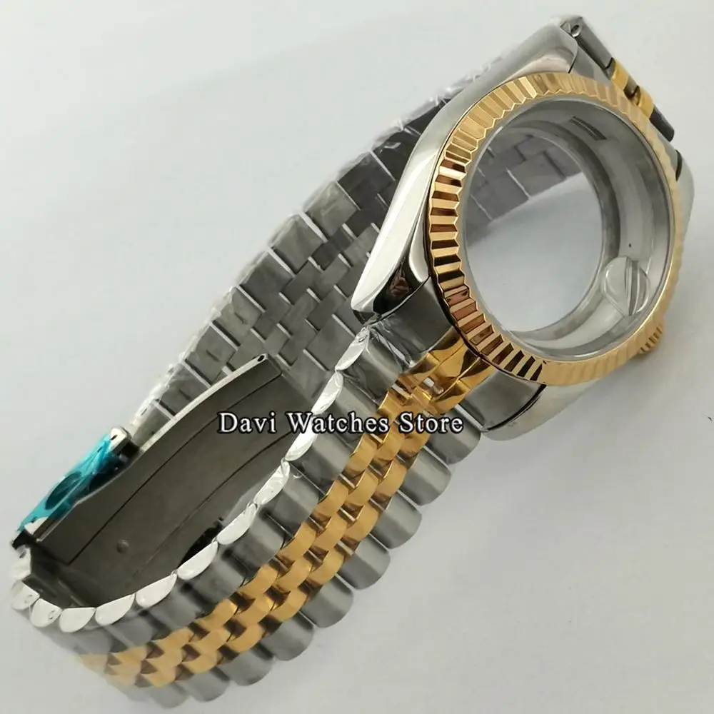 Чехол для часов с золотым покрытием 36 мм водонепроницаемый браслет сапфировым