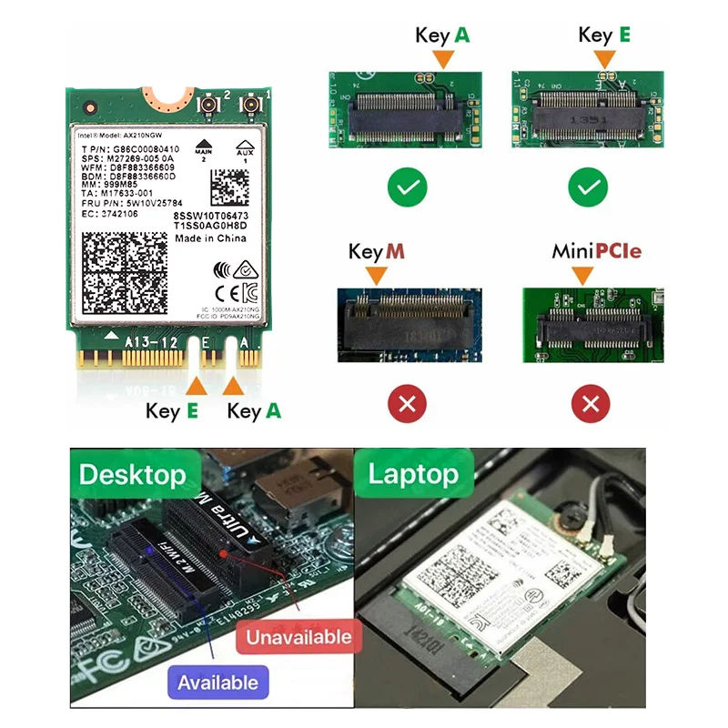 Трехдиапазонная беспроводная карта Intel AX210 Wi-Fi 6E NGFF Bluetooth 5 2 | Компьютеры и офис