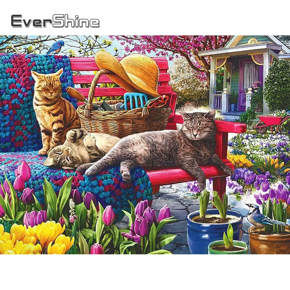 

Картина «кошка» Evershine, алмазная вышивка «сделай сам», полная выкладка, детское хобби