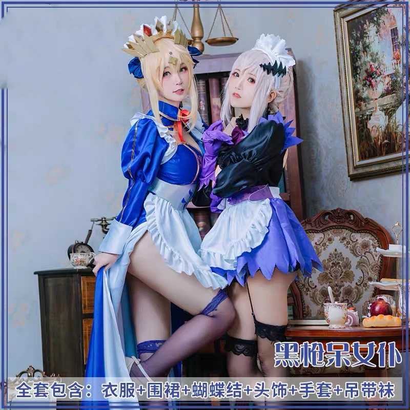 

Anime FGO Fate/Grand Order Altria Pendragon Maid Apron Dress Sexy Uniform Cosplay Costume Halloween Women Free shipping 2020