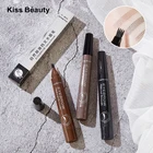 Двухсторонний жидкий карандаш для бровей KISS BEAUTY с четырьмя крапанами, трехмерная ручка для бровей, водостойкий устойчивый к поту макияж для глаз TSLM2