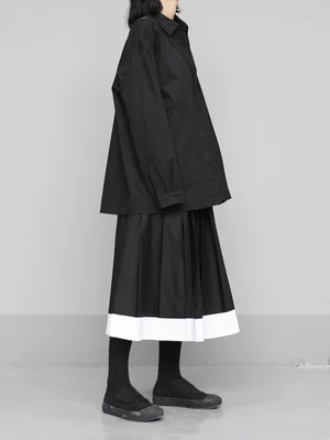 Маленькая черная и белая юбка в стиле пэчворк весна 2020 длинная трапециевидной