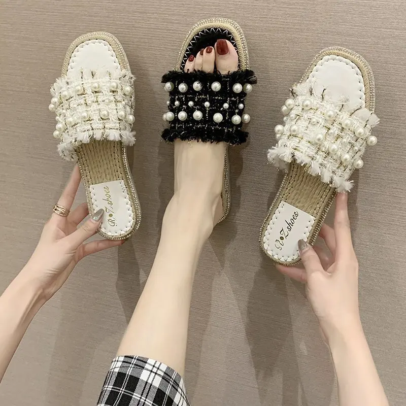 Сезон лето Новый стиль Тапочки с бахромой женские туфли на плоской подошве