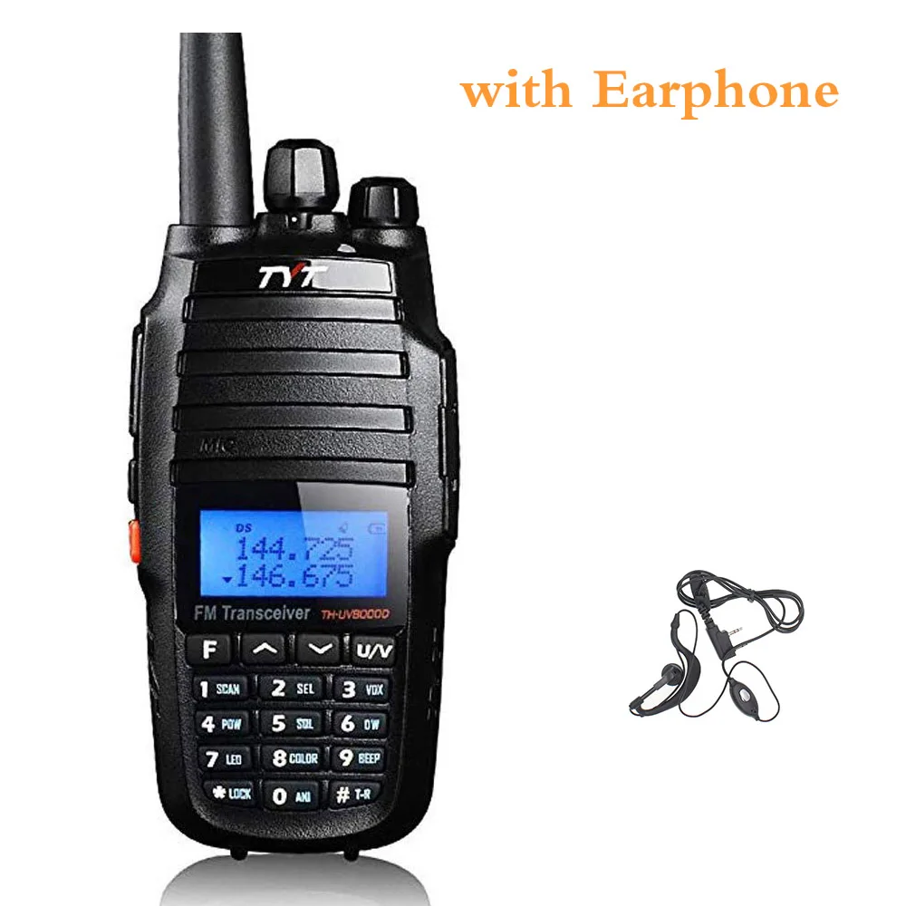 add Earphone TYT TH-UV8000D рация 10 км Двухдиапазонная VHF и UHF 10 Вт 10 км Любительское радио 3600 мАч кросс-полосный ретранслятор функция радио - Цвет: add Earphone