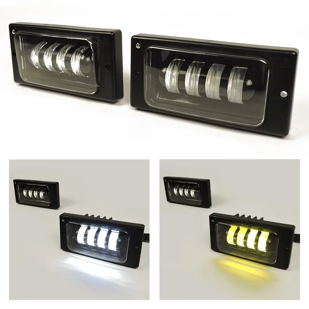 Противотуманные фары (ПТФ) светодиодные (LED) 4 линзы (полосы) 2 режима белый/желтый