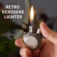 retro pocket watch kerosene lighter mini portable gasoline lighters classic vintage oil round metal unusual mens gift