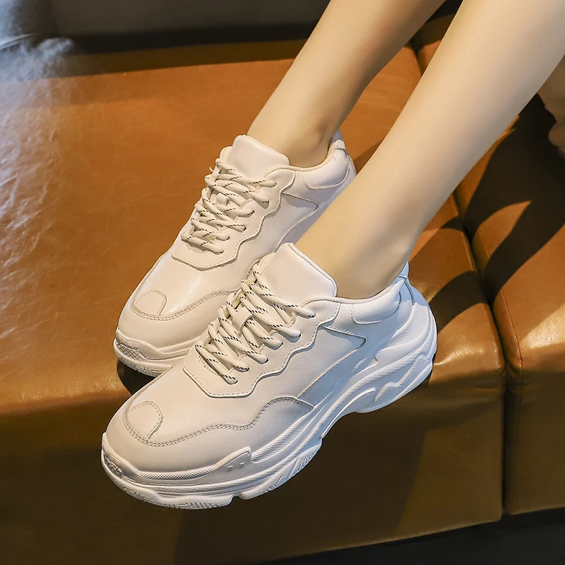 

Women's Small White Shoes Summer New Style Lace-up Thick-soled Casual Shoes Comfortable and Lightweight Outdoor Sports Shoes