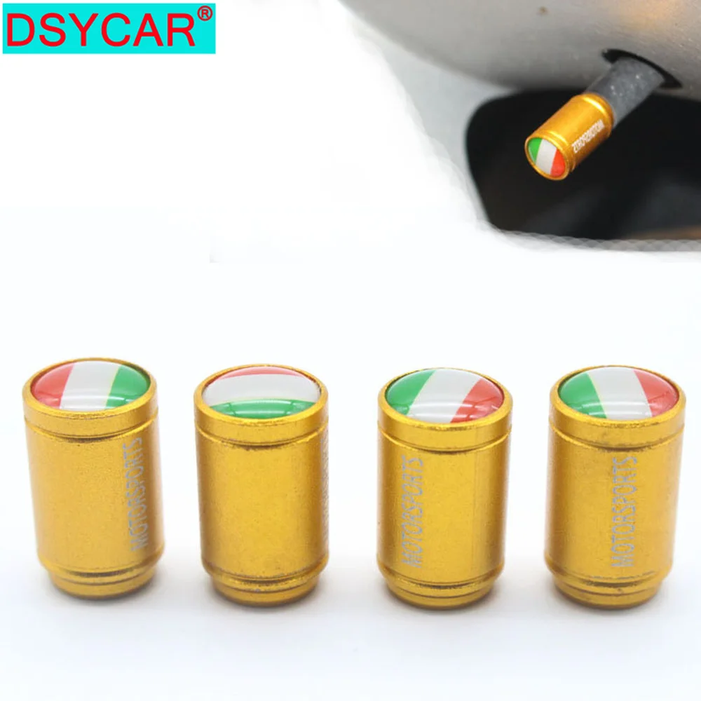 

DSYCAR 4Pcs/Set Universal Italy flag Car Moto Bike Tire Wheel Valve Cap Dust covers Car Styling for Fiat Audi Ford Bmw car VW