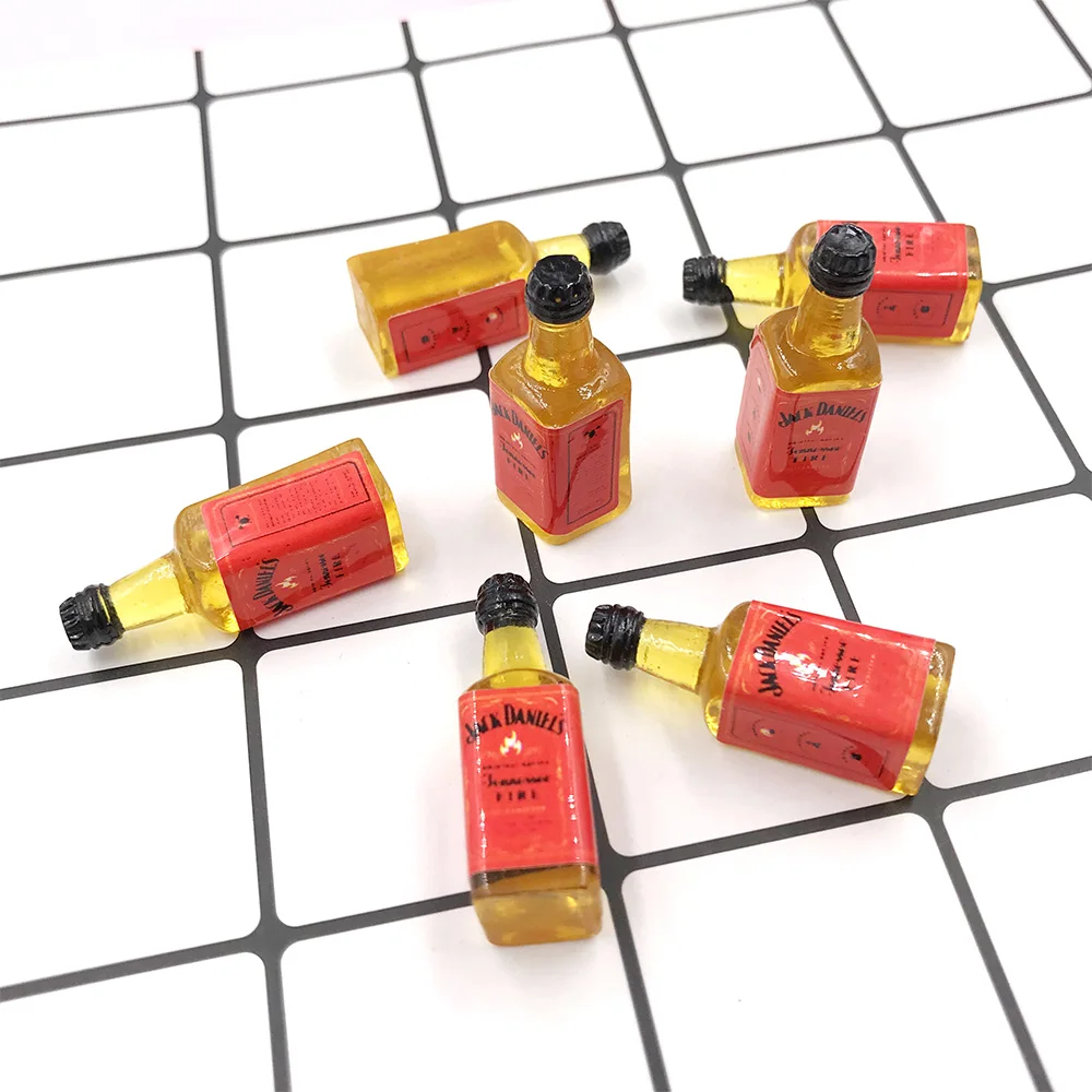 

10Pcs Kawaii Resin Simulation Wine Bottle Miniature Art Flatback Cabochon DIY Craft Decoration Jewelry Charms Accessories