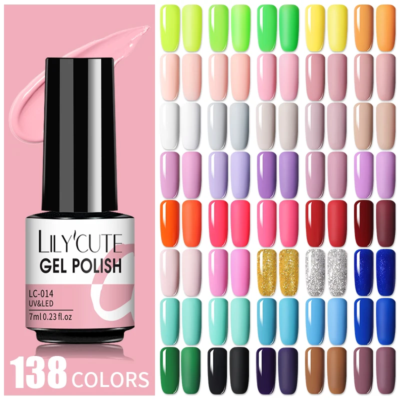 Набор гель-лаков для ногтей LILYCUTE 138 цветов блестящий Полупостоянный Гибридный