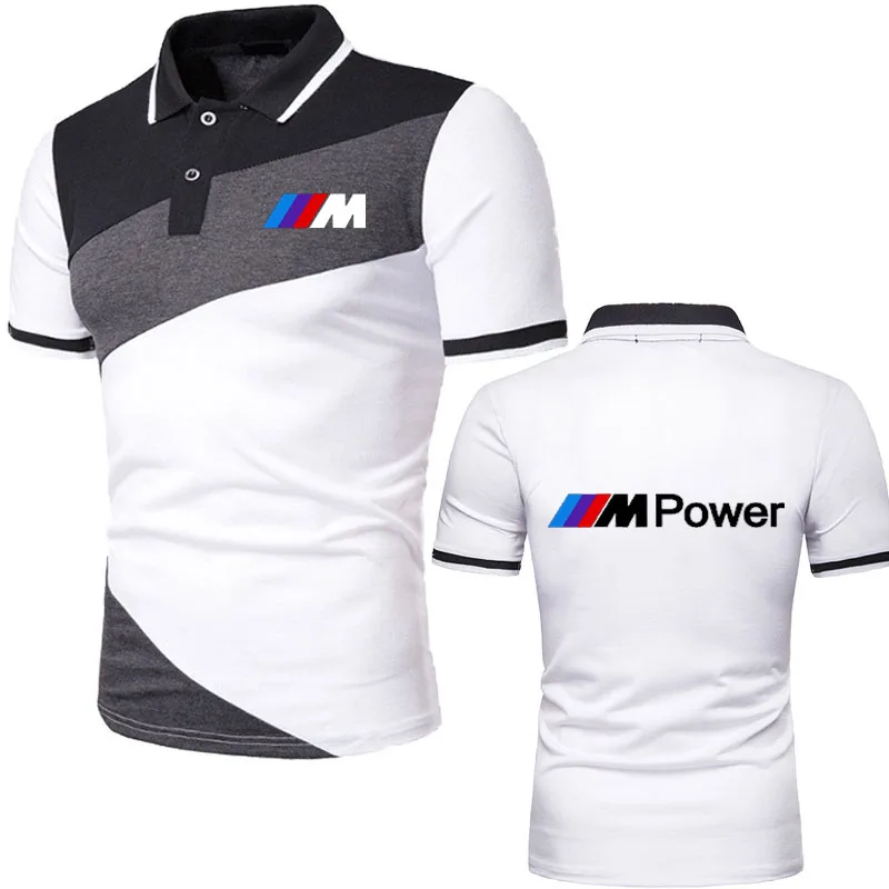 

Summer Men's polo shirt Short Sleeve Stitching color BMW M sports car logo print shirt New Business Casual trend cotton Men Tops