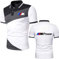 summer mens polo shirt short sleeve stitching color bmw m sports car logo print shirt new business casual trend cotton men tops