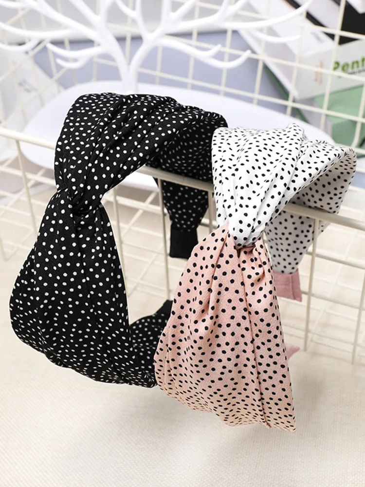 

Polka Dot Printing Headbands for Women Bezel Knotted Turban Headbands Girls Hair Ornaments Accessories