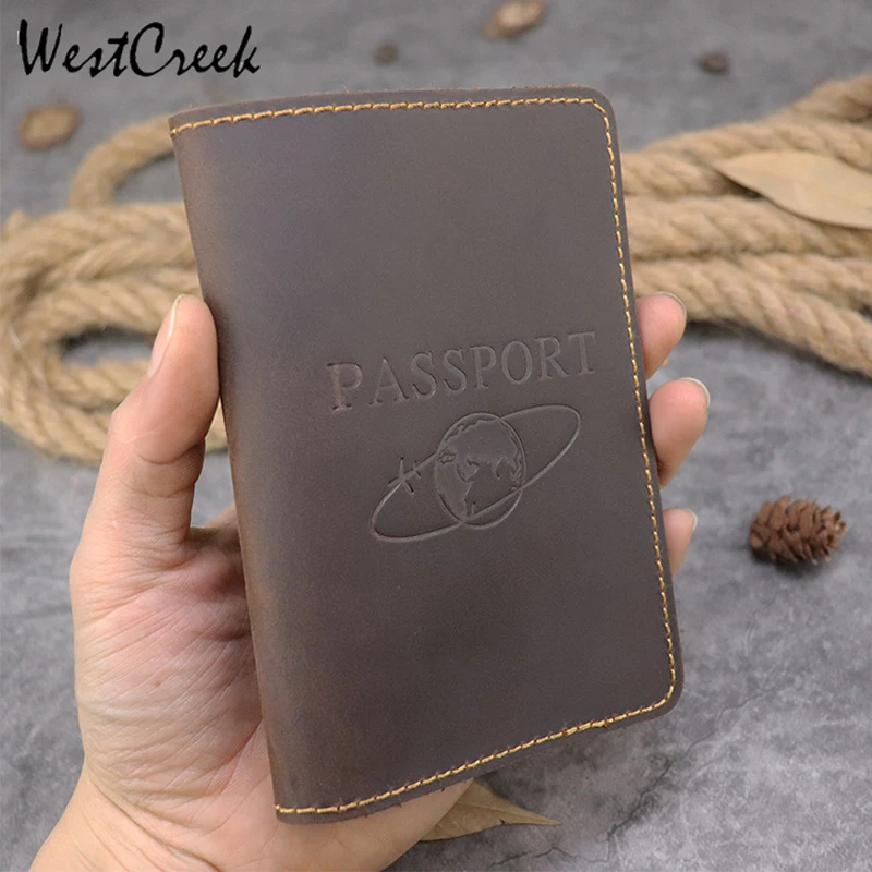 WESTCREEK Crazy Horse из натуральной кожи Обложка для паспорта и кошелька ретро карты