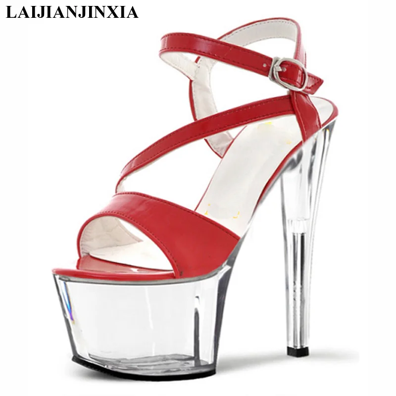 

LAIJIANJINXIA New Summer Fashion Sandals Sexy Opened Toe Platform Shoes Women's High Heeled Sandals 17cm