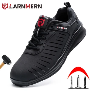 LARNMERN Mens Steel Toe Safety Shoes Work Shoes For Men lightweight Breathable Anti-Smashing Non-Sli