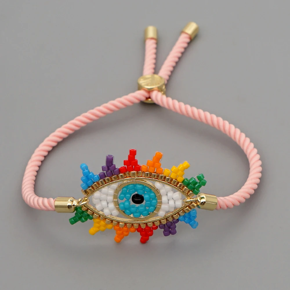 

Go2boho Evil Eye Bracelets For Girl Rainbow Bead Pulseras Miyuki Bracelet For Women Turkish Eye Jewellery Ojo Turco Jewelry