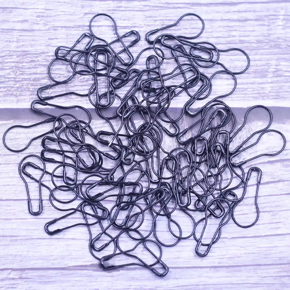 

1000Pcs Safety Pins Brooches Needles Knitting Stitch Marker Hangtag Bulb Gourd Flask Shape Black Jewelry DIY Findings 21mm