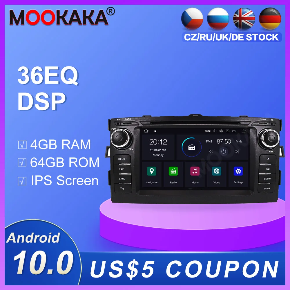 

PX6 IPS 4+64G Android 10.0 Car DVD Stereo Multimedia Head unit For Toyota Auris 2006-2015 car Auto Radio GPS Navigation Audio BT
