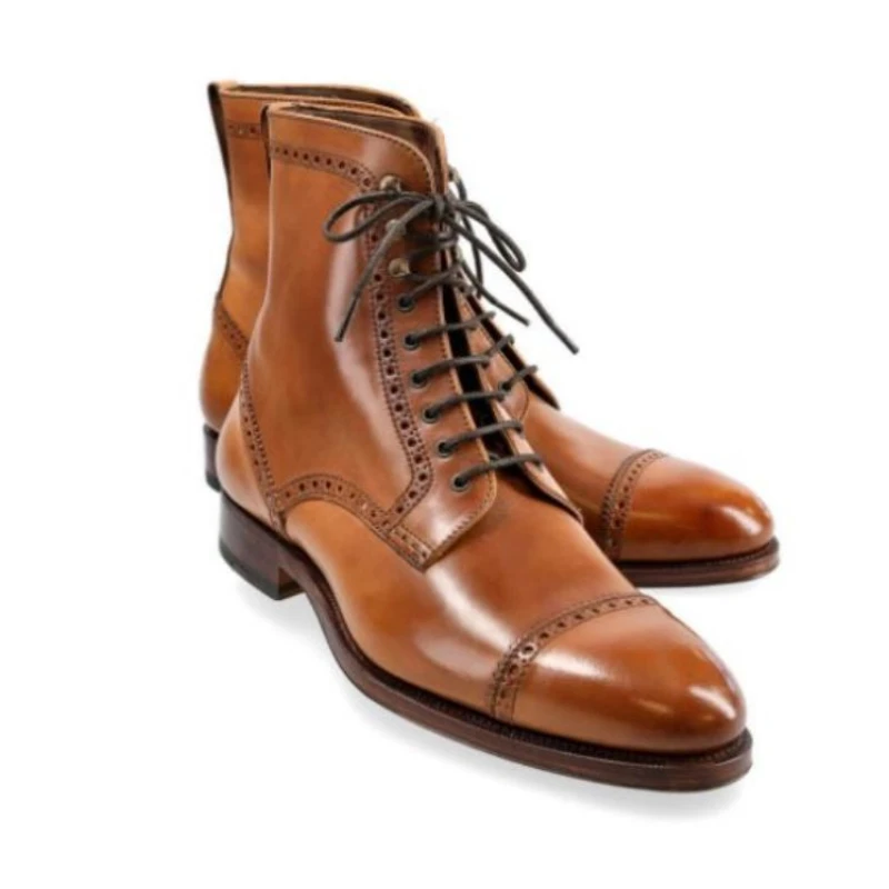 

Autumn New Men's PU Leather High Top Lace Stitching Fashion Boots Business Dress Boots Trend Versatile Hot Selling Boots 8KH320