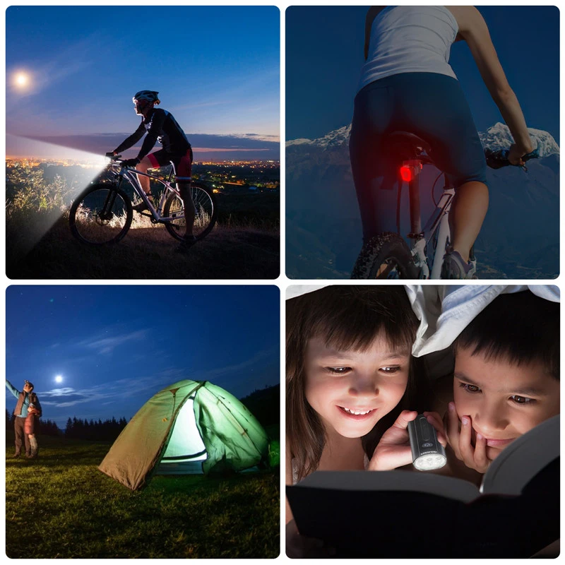 

Cycling Headlight Bike Light USB Type-C Rechargeable Waterproof Bicycle Front LED Lamp 6 Modes Aluminum Bike Accessories