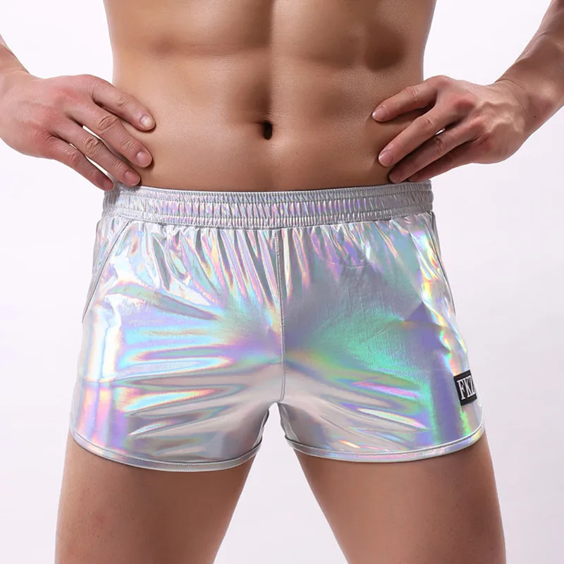 Boxers Underwear Nylon Sexy Men PU Faux Leather Underwear Boxers Shorts Sheathy Cool Male Gay Underwear Boxers Trunks