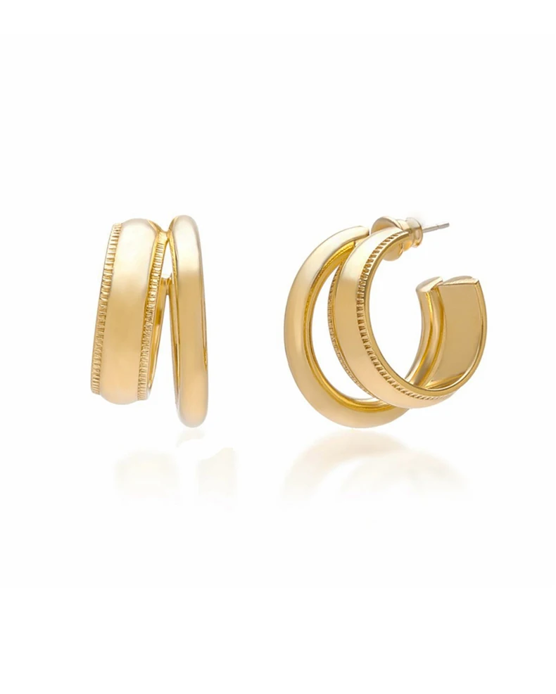 

Glam Amazing Brass Geo Layered Earrings Women Jewelry Punk Party Gown Brincos T Show Runway Rare Korean Japan Style INS